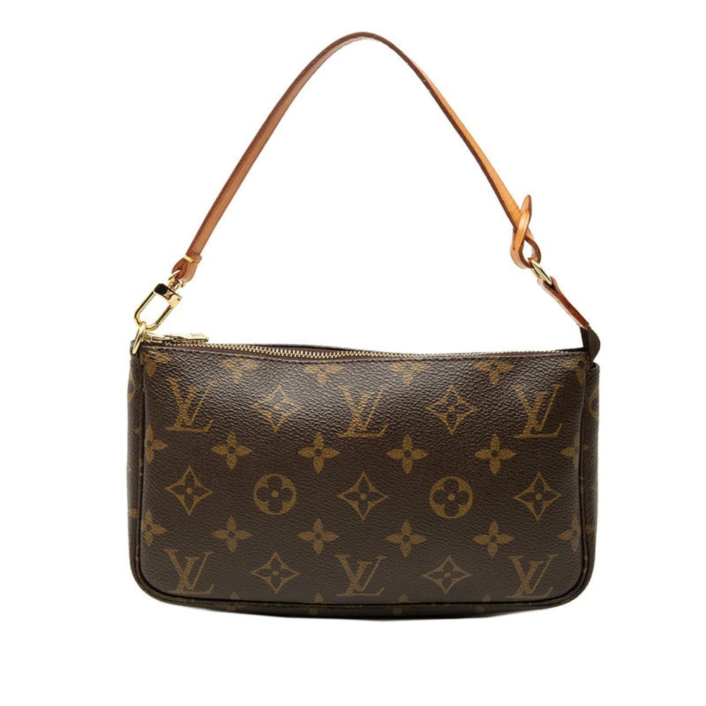 Louis Vuitton Monogram Pochette Accessoires Shoulder Bag Handbag Brown Leather